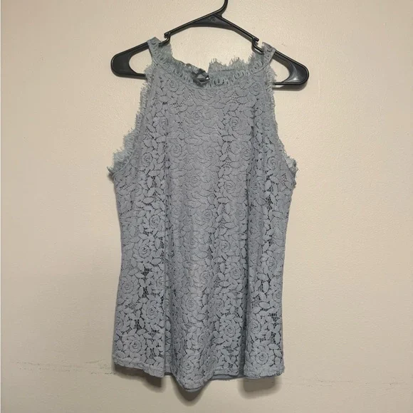 Elegant Lace Sleeveless Top - Blue Gray - Picture 1 of 4